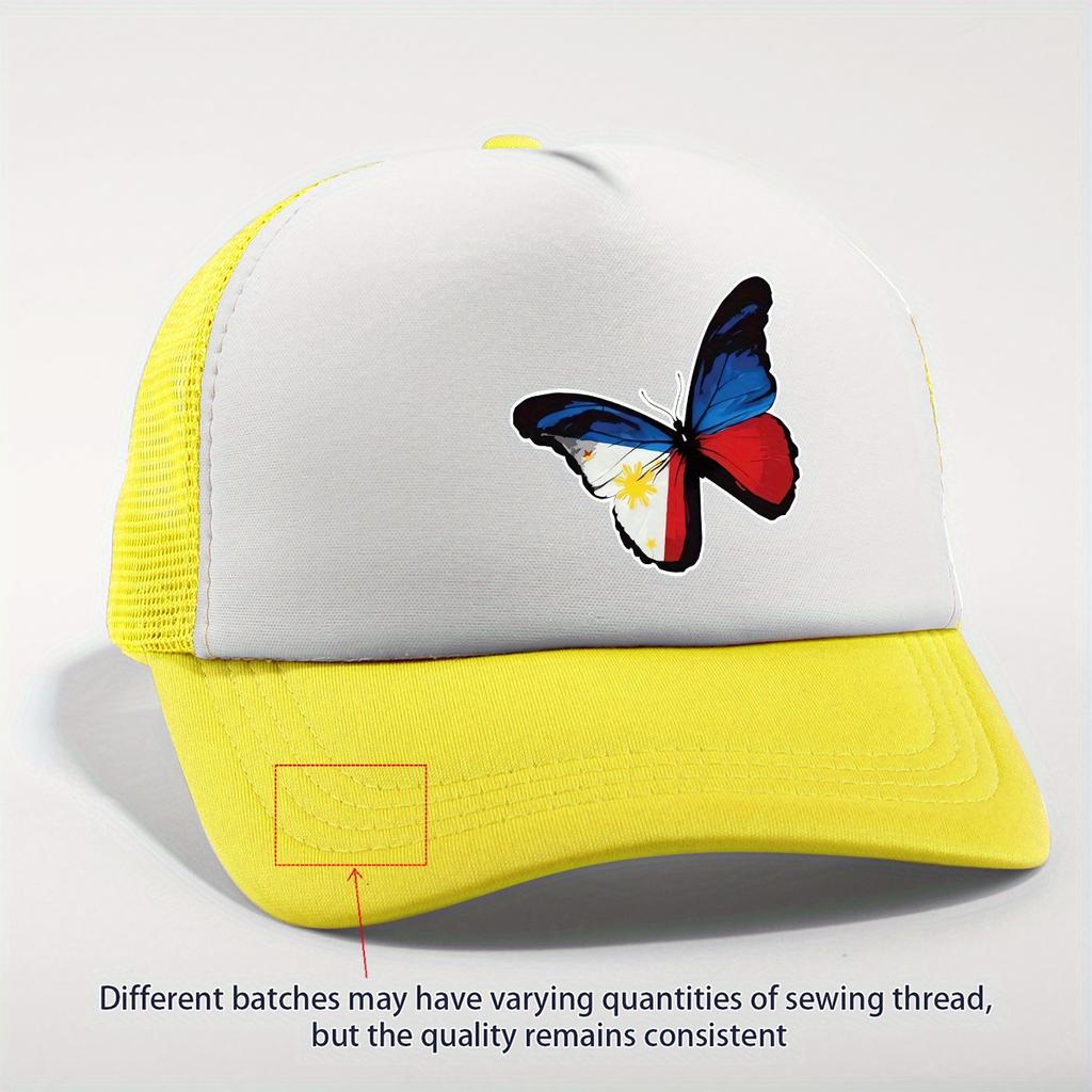 Philippine Flag Butterfly Trucker Hat Adjustable Mesh Back Baseball Cap Casual Summer Headwear