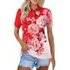 Женская модная повседневная рубашка с отворотом и коротким рукавом с цветочным принтом, женские топы на пуговицах
