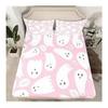Halloween Fitted Sheet Set Cartoon Ghost Bedding Set for Kids Boys Girls Kawaii Cute Comforter Cover Microfiber Pink Bedspread