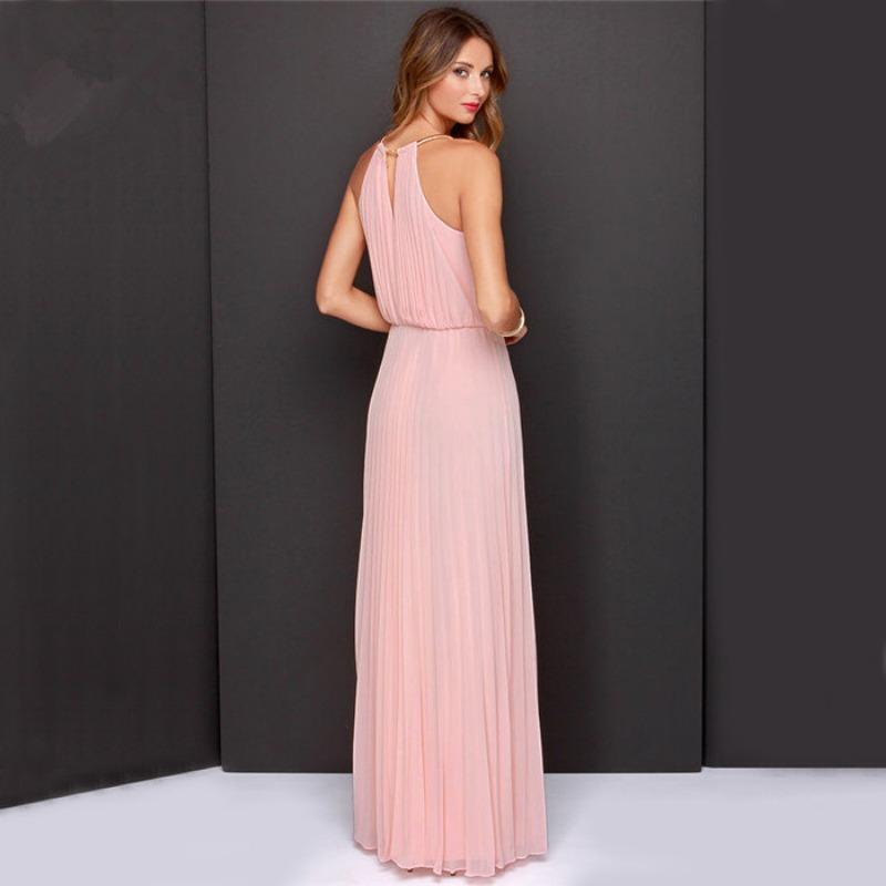 Fashion Elegant Sleeveless Pleated Sexy Long Dress Casual Simple Solid Color Women A-line Party Maxi Dresses Off Shoulder Clothing