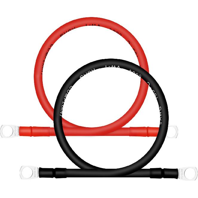 4 AWG Battery Cables with 3/8 inch Copper Terminals(2PCS 1FT)
