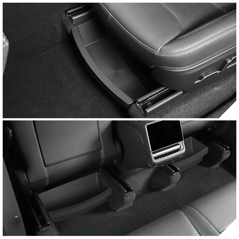 For Tesla Model Y Accessories 2024 2025, TPE Front Seat Storage Box Organizer with Trash Can Function