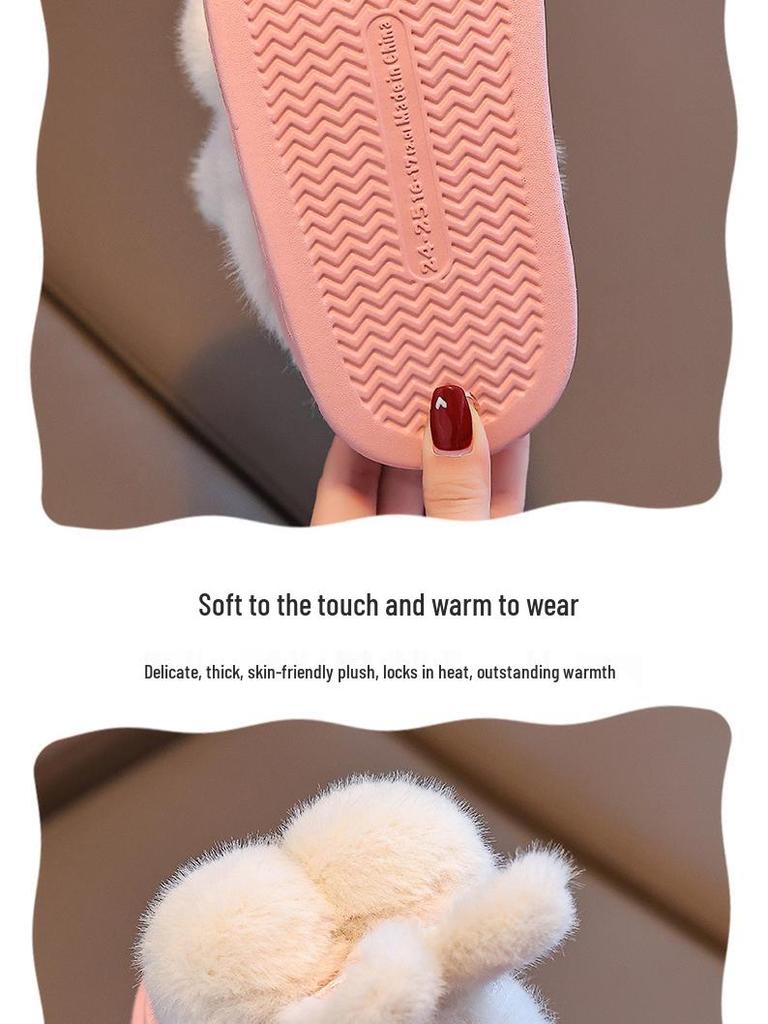2024 Warm Winter Cotton Slippers for Girls: Indoor/Outdoor, Thickened for Mid-to-Large Children