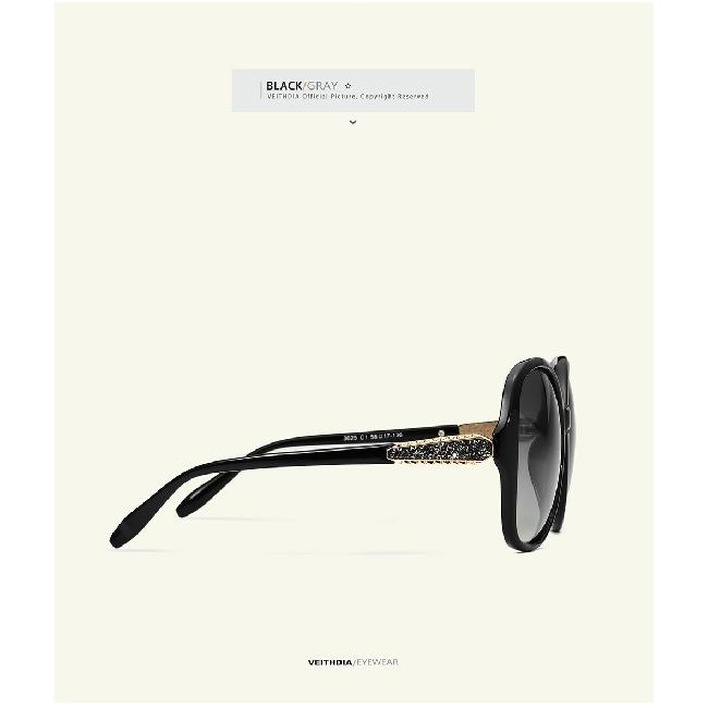 Women's diamond-studded polarized round-frame sunglasses, TR90 material, shade 30