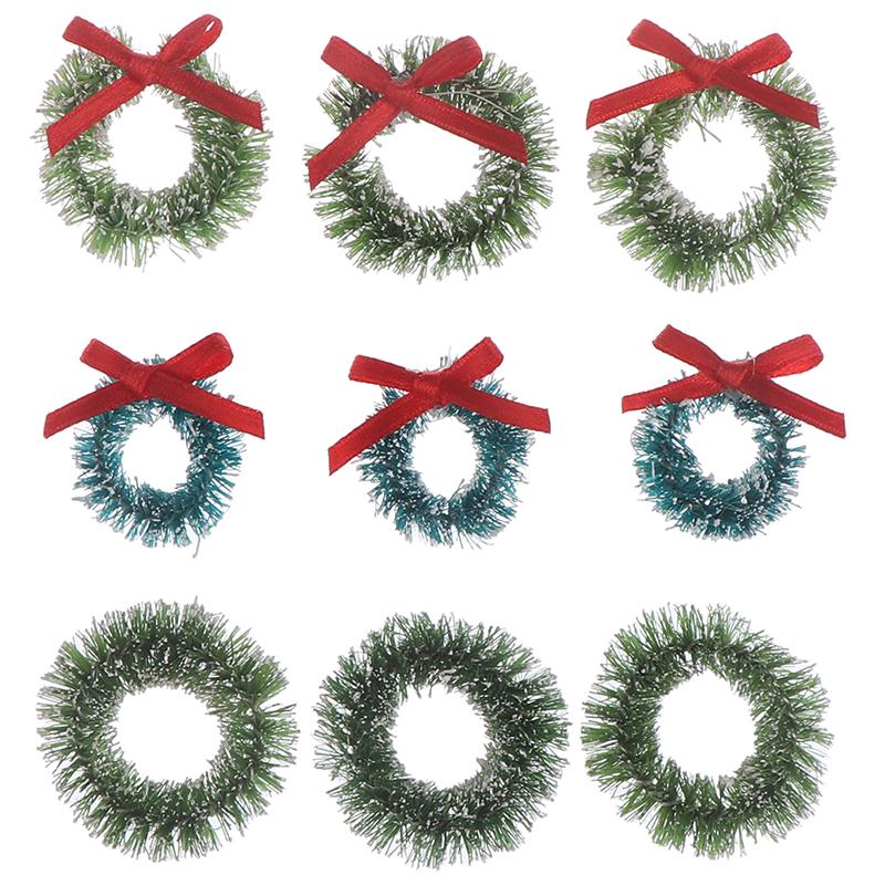 10Pcs Mini Christmas Wreaths Miniature Garden Home Decoration Dollhouse Decor