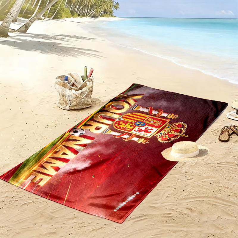 Custom Name,Spain Print Beach Towel, Large Soft Quick Dry Towel for Beach Camping Swimming