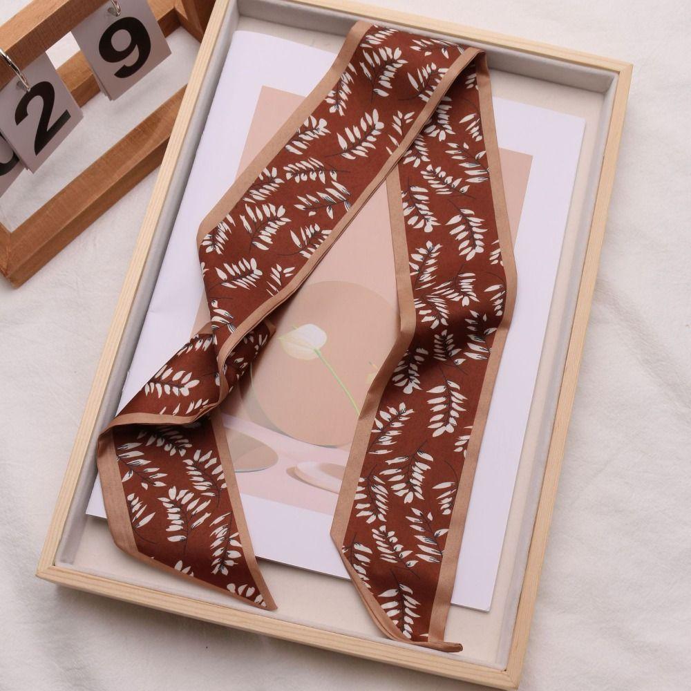 Luxury Neck Strap Flower Pattern Silk Scarves Fashion Hair Band