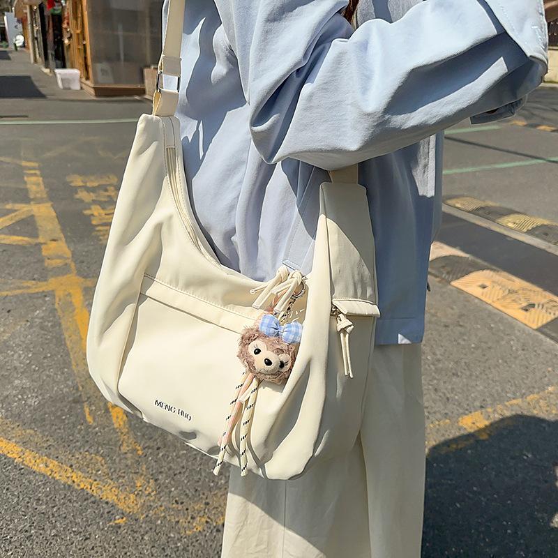 Женская сумка через плечо, большая вместимость, однотонная сумка-хобо