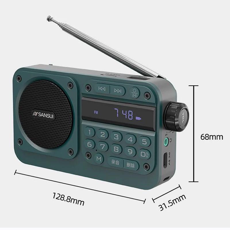 Портативный FM-радио, мини-FM-радиоприемник, уличный Bluetooth-динамик, TF-карта, USB-наушники, MP3-плеер, рекордер 70-108 МГц