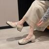 Mary Jane Shoes Women's 2025 New Spring Versatile Shoes Medium Heel Women's Shoes French with Skirt Thick Heel Square Head Single Shoes