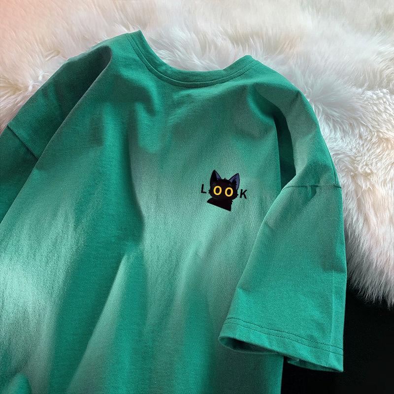 Футболка из хлопка с коротким рукавом, женская, свободная, модная, со средним рукавом, летняя, винтажная футболка