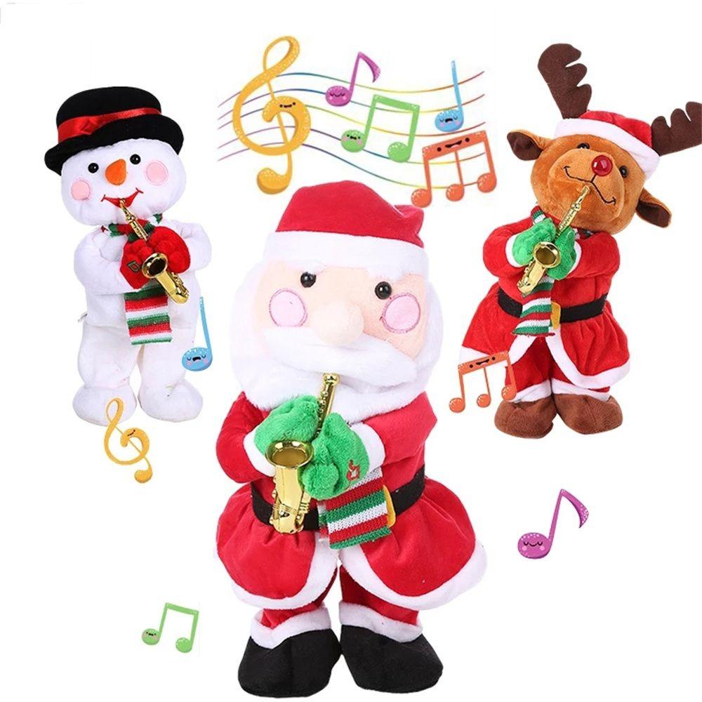 35см Рождественская плюшевая игрушка Снеговик Лось Танцующие Поющие Мягкие игрушки Электрическая плюшевая кукла Домашний декор