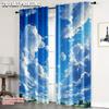 2pcs   Curtains  print Blue Sky White Clouds Machine Washable (without rod) Home Decor Use for Bedroom   Living Room   Office
