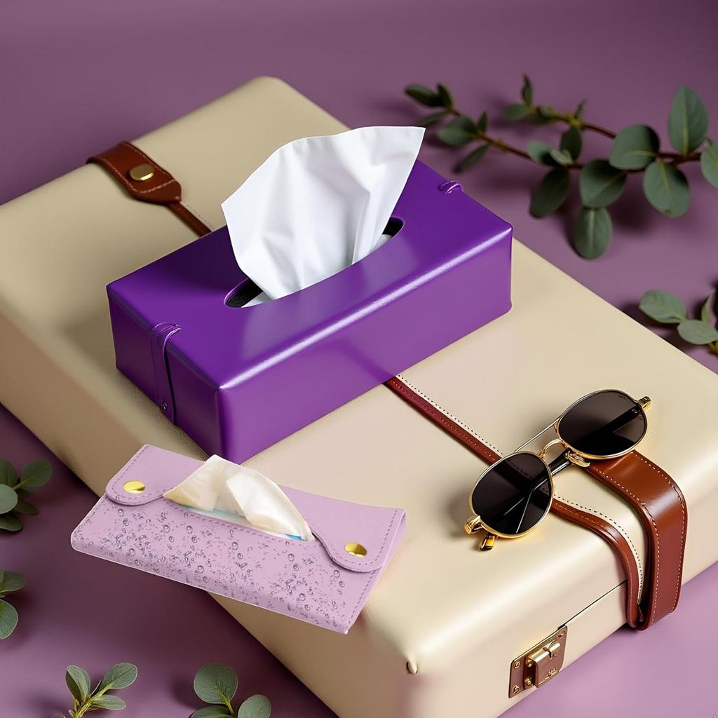 Purple Pocket Tissue Holder - Tissue Holder | Travel Pouch for Tissue | Pocket Paper Towel | Tissue Bag Holder | Paper Towel Pu Leather Case | Paper