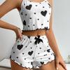 Heart Print Sexy Camisole and Shorts Pajama Set for Women - 2-Piece Casual Loungewear