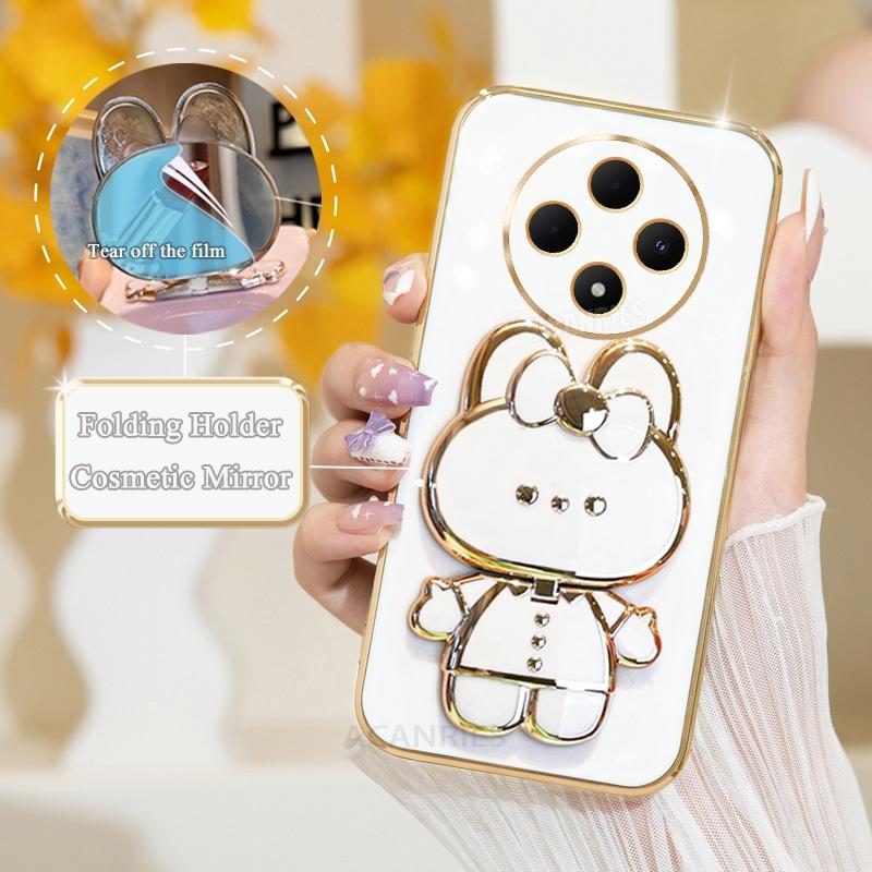 Reno12f Роскошный чехол-держатель для зеркала с покрытием для Oppo Reno12 F Fs 4g 5g Reno 10 12 Pro 5 6 Lite A38 A58 A78 Силиконовый чехол-подставка