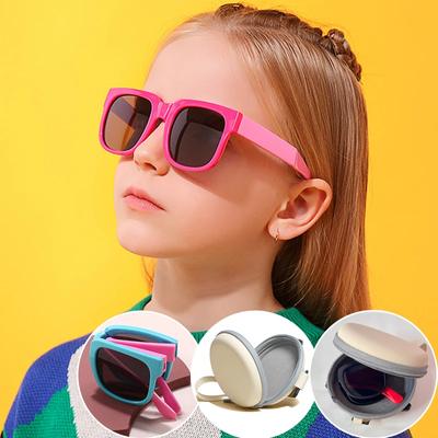 Складные детские солнцезащитные очки с защитой UV400, модный квадратный дизайн для девочек, мальчиков, детей, спортивные очки