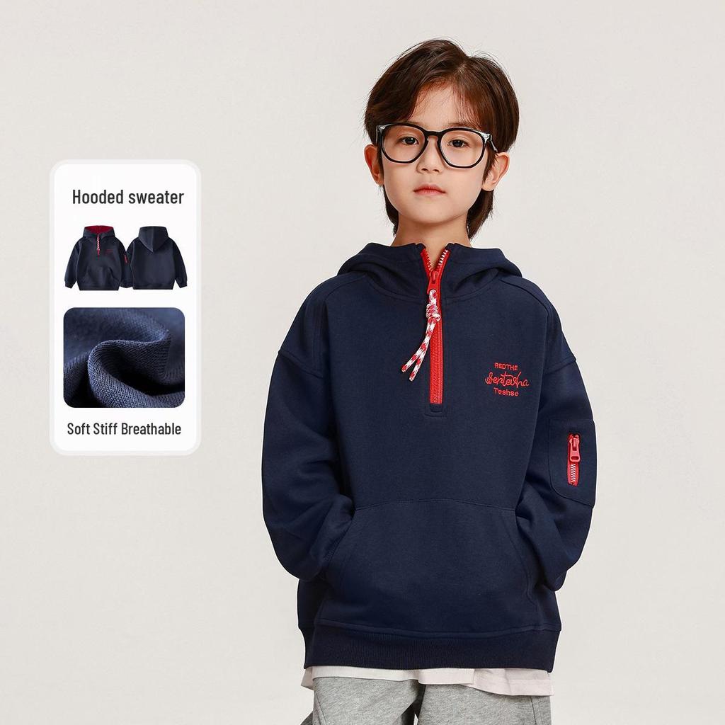 Boys' 2025 Autumn Korean Style Loose Hooded Sweatshirt