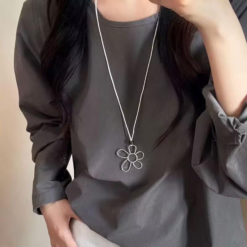 Корейское минималистичное геометрическое ожерелье с длинной подвеской для женщин, регулируемое, универсальное, модный аксессуар