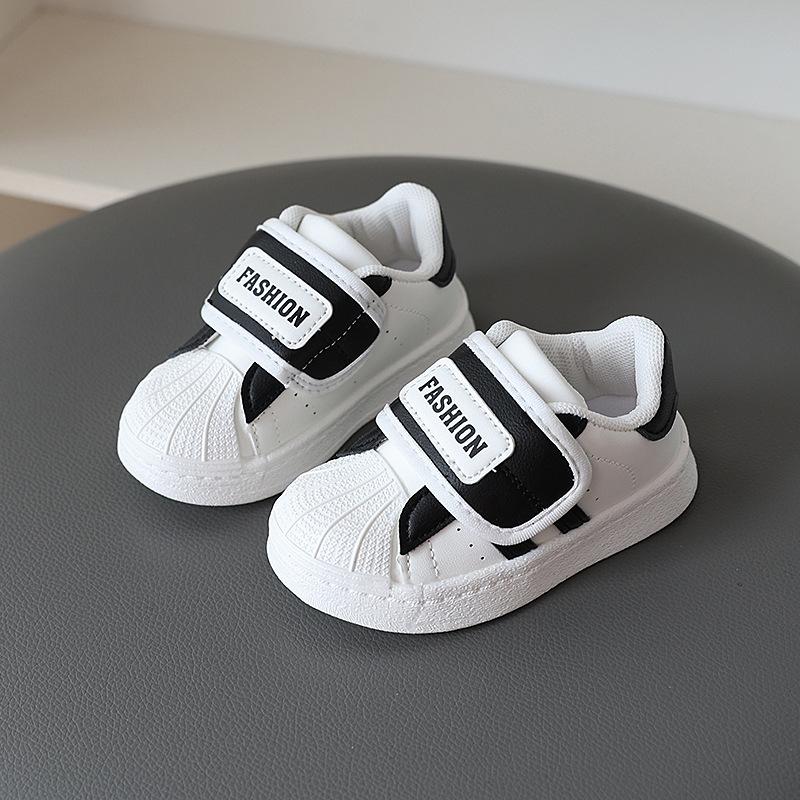 Girls' shoes, new autumn model, children's shell-toe sneakers, leather white shoes, boys' casual sports shoes