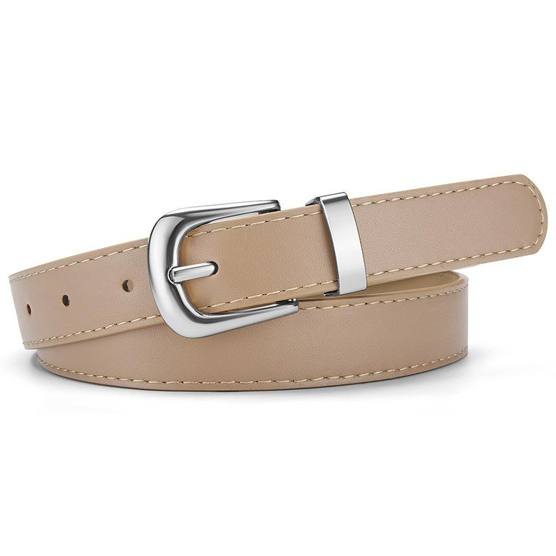Women's Slim Faux Leather Belt with Pin Buckle - Simple Skinny Waistband for Dresses, Jeans, Pants - Student Fashion Accessory