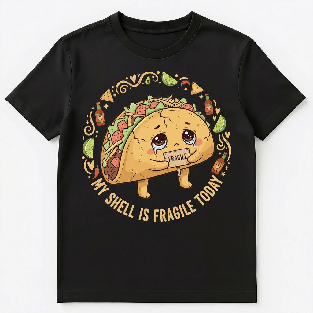 Shy Person Taco Enthusiast Fragile Shell Mood Food Unisex T-Shirt