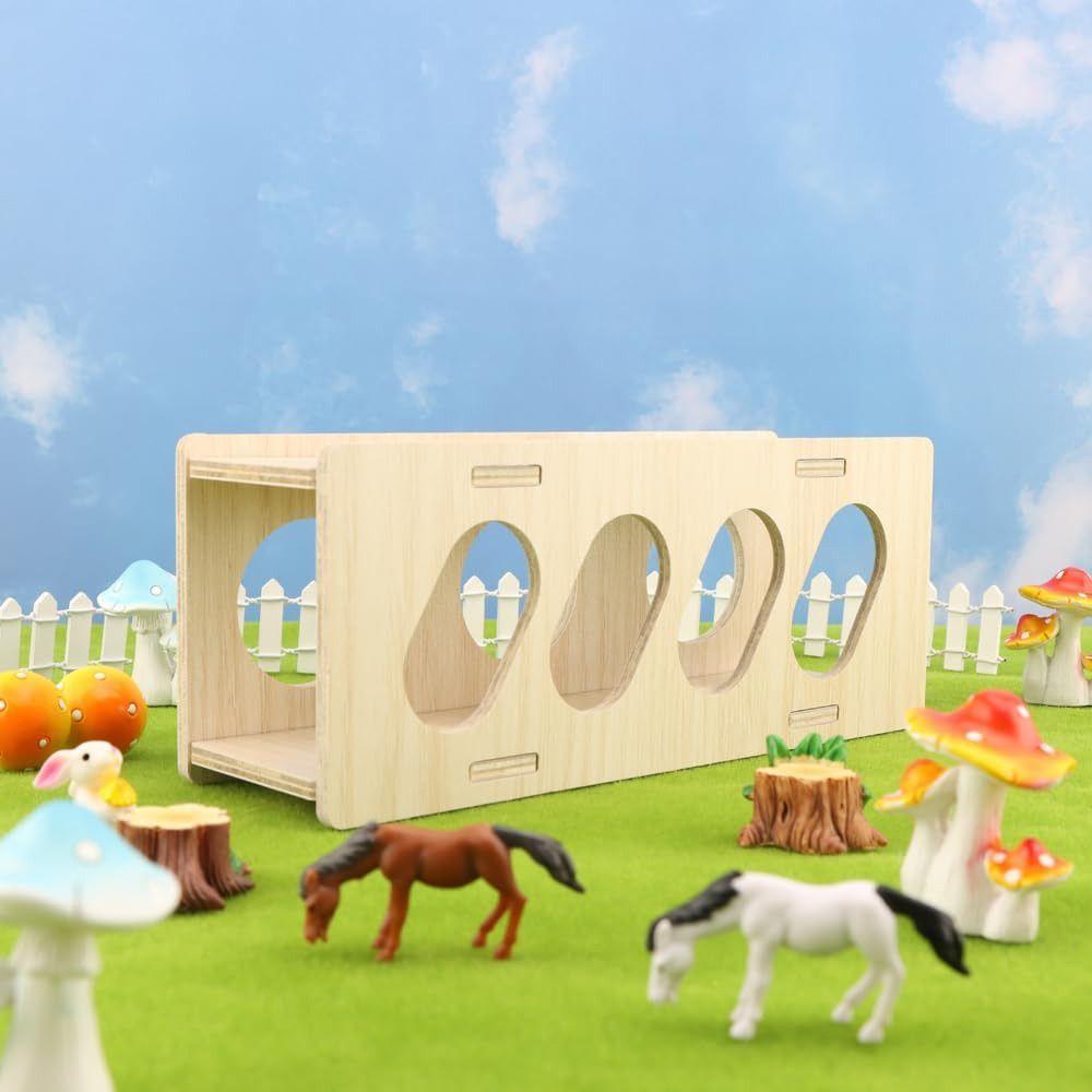 Natural Hamster Wooden Tunnel Exploring Hideout Small Animals Toy Secret Peep Shed Sugar Gliders