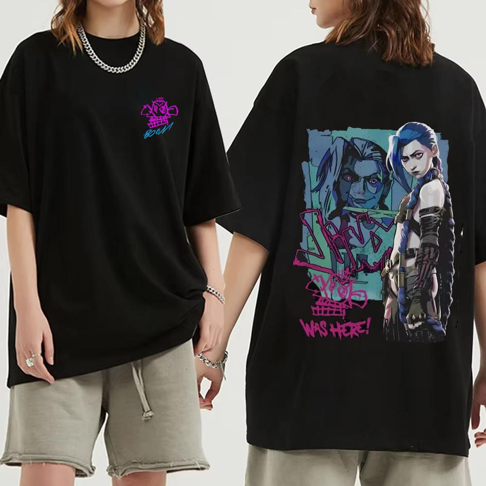 Футболка Arcane Jinx Graffiti Футболки Monkey Game Lovers Мужские и женские футболки Harajuku Casual с коротким рукавом Летние футболки в стиле хип-хоп Streetwea