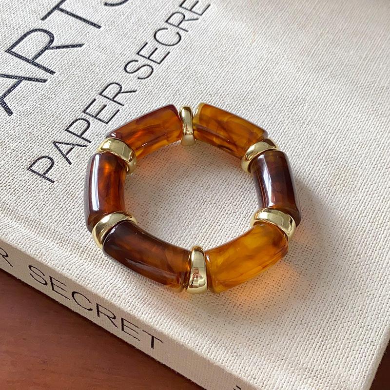 Multi-style Leopard Print Bamboo Tube Acrylic Stretchy Bracelets for Women Men Retro Resin Beaded Bangles Stack Jewelry Gift K1