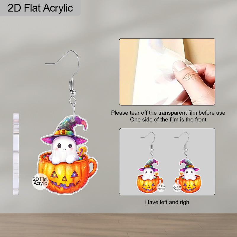 1Pair Acrylic Halloween Ghost Pumpkin Pattern Earring Jewelry Gift for Women Girls Female