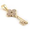 Les Trésors De Lily [N1564] - Gold Plated 'Key of Luck' Pendant (clover) - 25x11 Mm