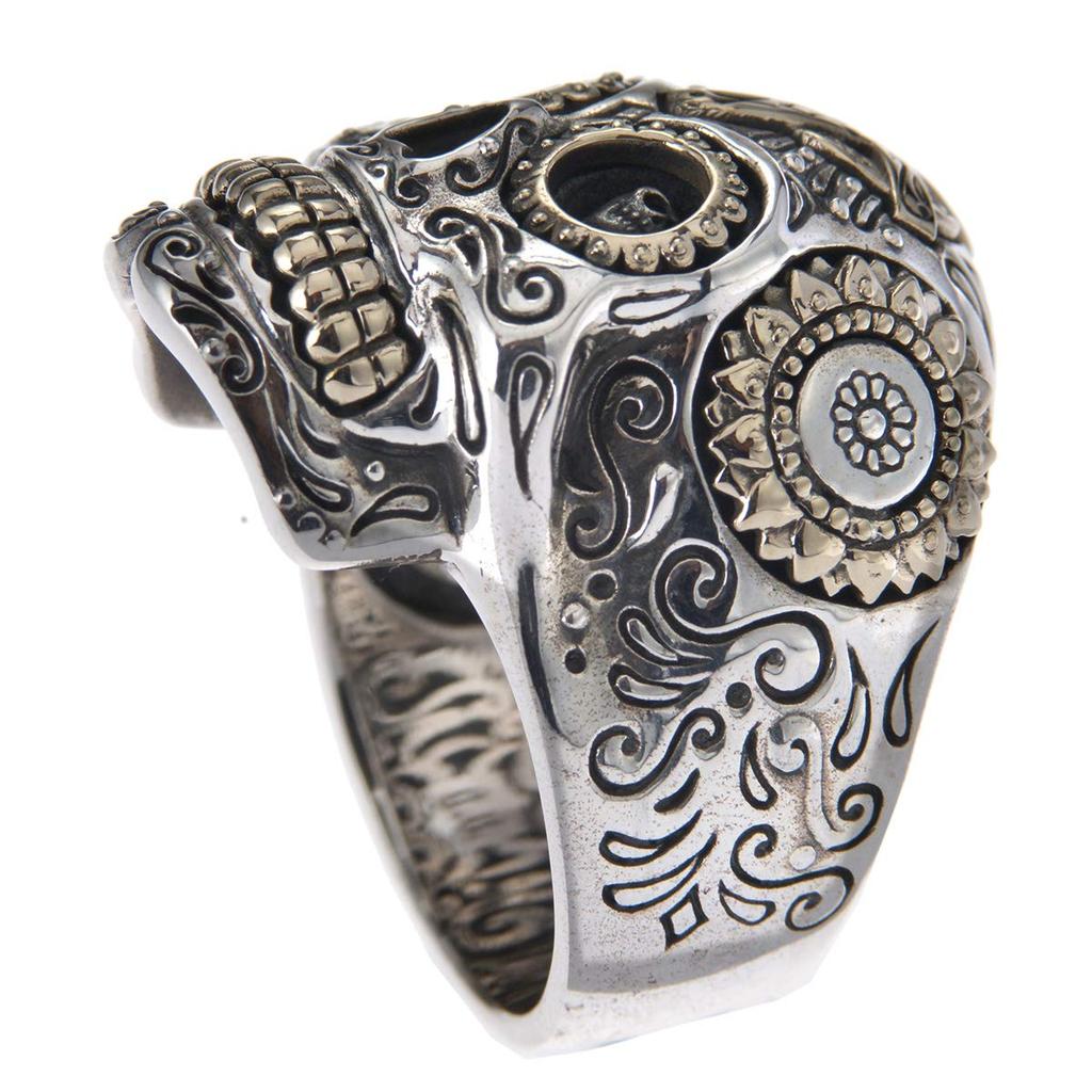 Серебро 925 Кольцо Мексиканский череп Размер 23 Крест Латунь Кольцо Череп скелета [goodvibrations] [778_23svr_2]