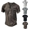 2022 Spring/Summer 3D Print Large Men's Collarless Casual Short Sleeve T-Shirt