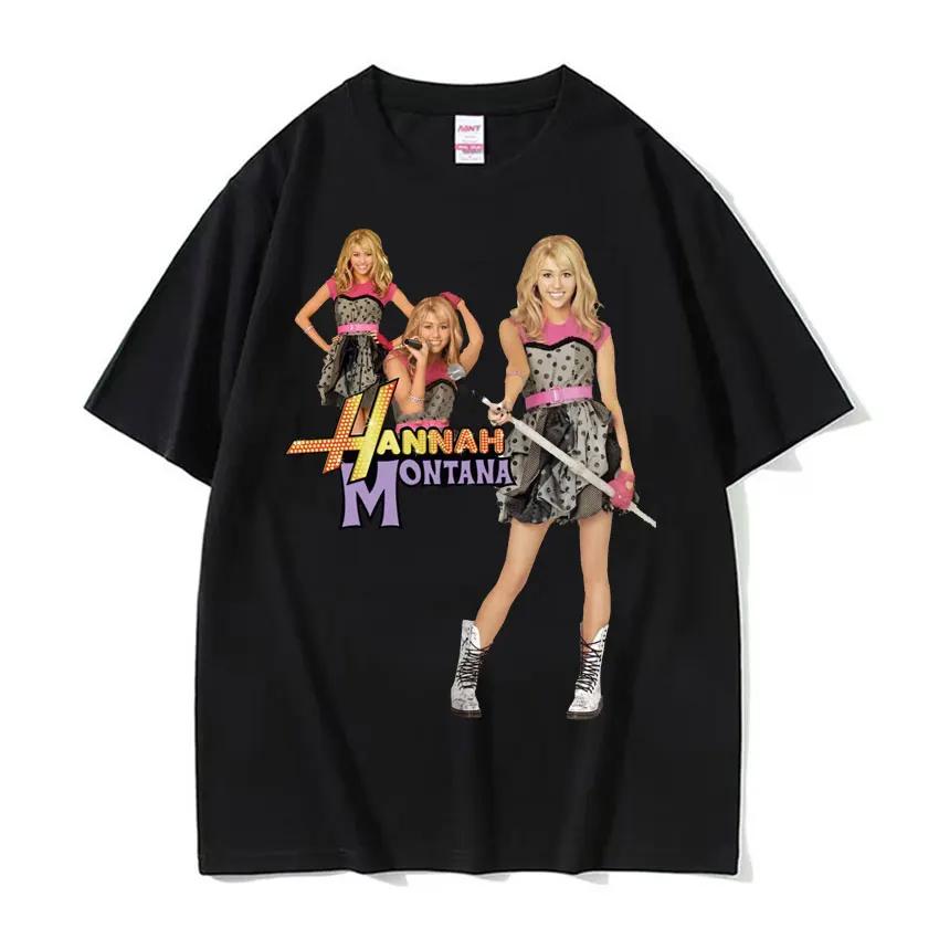 Summer Hannah Montana Logo T Shirt Men Women Casual Short Sleeve Tee Shirt Unisex Fashion Aesthetic Trend Y2K T-shirt Streetwear