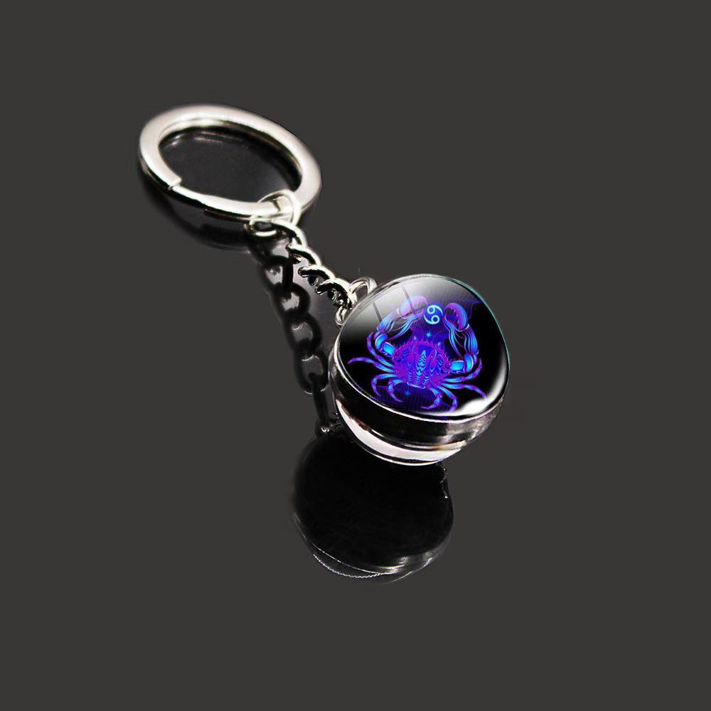 Spherical Luminous Crystal Zodiac Keychain - Virgo & Leo