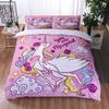 Комплект постельного белья «Единорог» для девочек, двойной размер, розовый, единорог, цветок, покрывало, мечтательный мультяшный единорог, комплект постельного белья из полиэстера