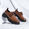 МоднаяМодный Бренд Мужские Ботинки из Натуральной Кожи в Британском Стиле на Толстой Подошве Рабочая Обувь Мужские Удобные Кожаные Ботинки с Широким Носком