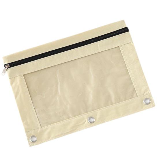 3 Holes Pencil Case Zipper Transparent Loose-Leaf Binder Oxford Cloth School Stationery File Storage Bag Office Supplies