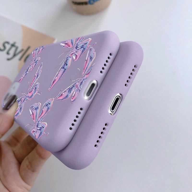 Мягкий силиконовый чехол Butterfly Cat для Xiaomi Redmi Note 13 Pro 13C 14 Samsung A35 A55 M35 S24 Huawei Honor 200 iPhone Camera Защитный противоударный чехол