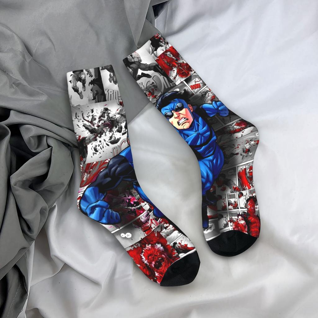 Взрослые Мужские Носки Аллен Инопланетянин Непобедимый Аниме Чулки Осень Смешные Теплые Мягкие Носки с Принтом Альпинистские Нескользящие Носки