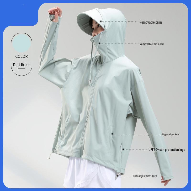 LULU OIOI Унисекс-куртка из ледяного шелка с широкими полями, с защитой от УФ-излучения, тонкая и дышащая для летнего отдыха на открытом воздухе.