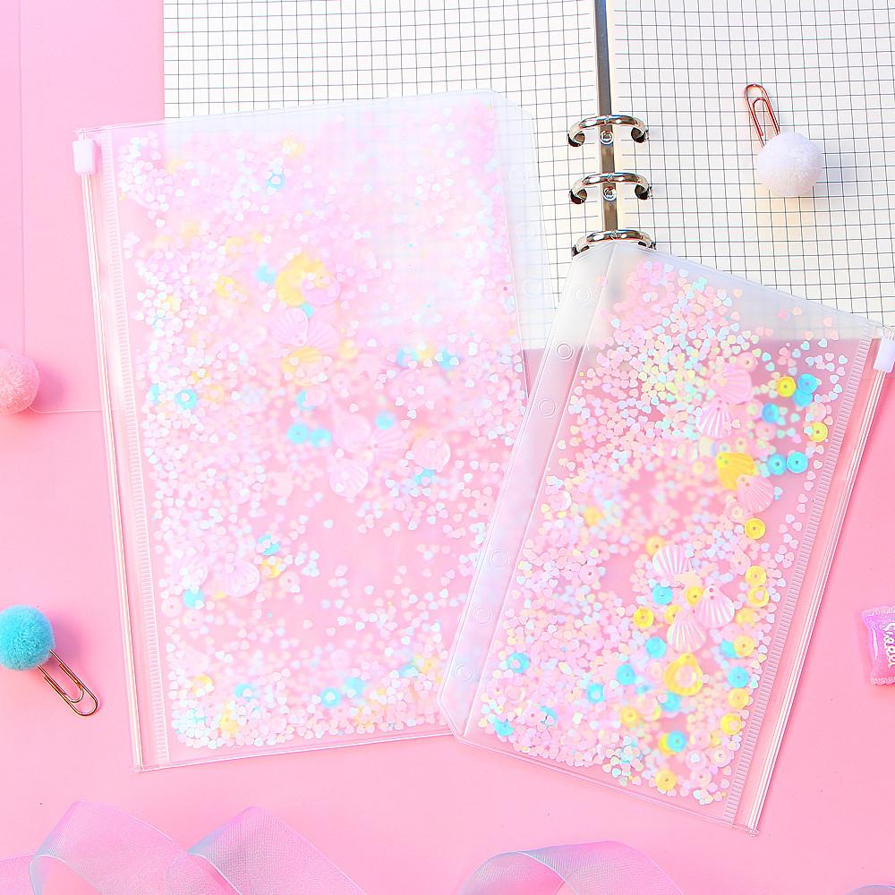 Прозрачный держатель для карт из ПВХ с сумкой для документов на молнии с 6 отверстиями для сумки A5 A6, аксессуары для дневника и планировщика