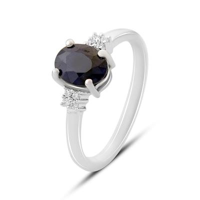Серебряное кольцо с натуральным сапфиром 1.651ct, фианитами, вес изделия 2,36 гр (2162681)