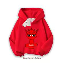 Sprunki Thick Hoodie for Children Anime Cartoon Fashion Sweatshirt Boys Girls Autumn Winter Hip Hop Hooded Hoodies Kids Clothes