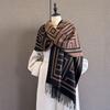 Роскошный высококачественный шарф из имитации кашемира женский толстый теплый ветрозащитный платок зимний элегантный двусторонний принт обертывание