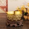 Brass Fortune Treasure Basin Bright Golden Tone Decorative Offering Bowl Home Office Desktop Tabletop Decoration