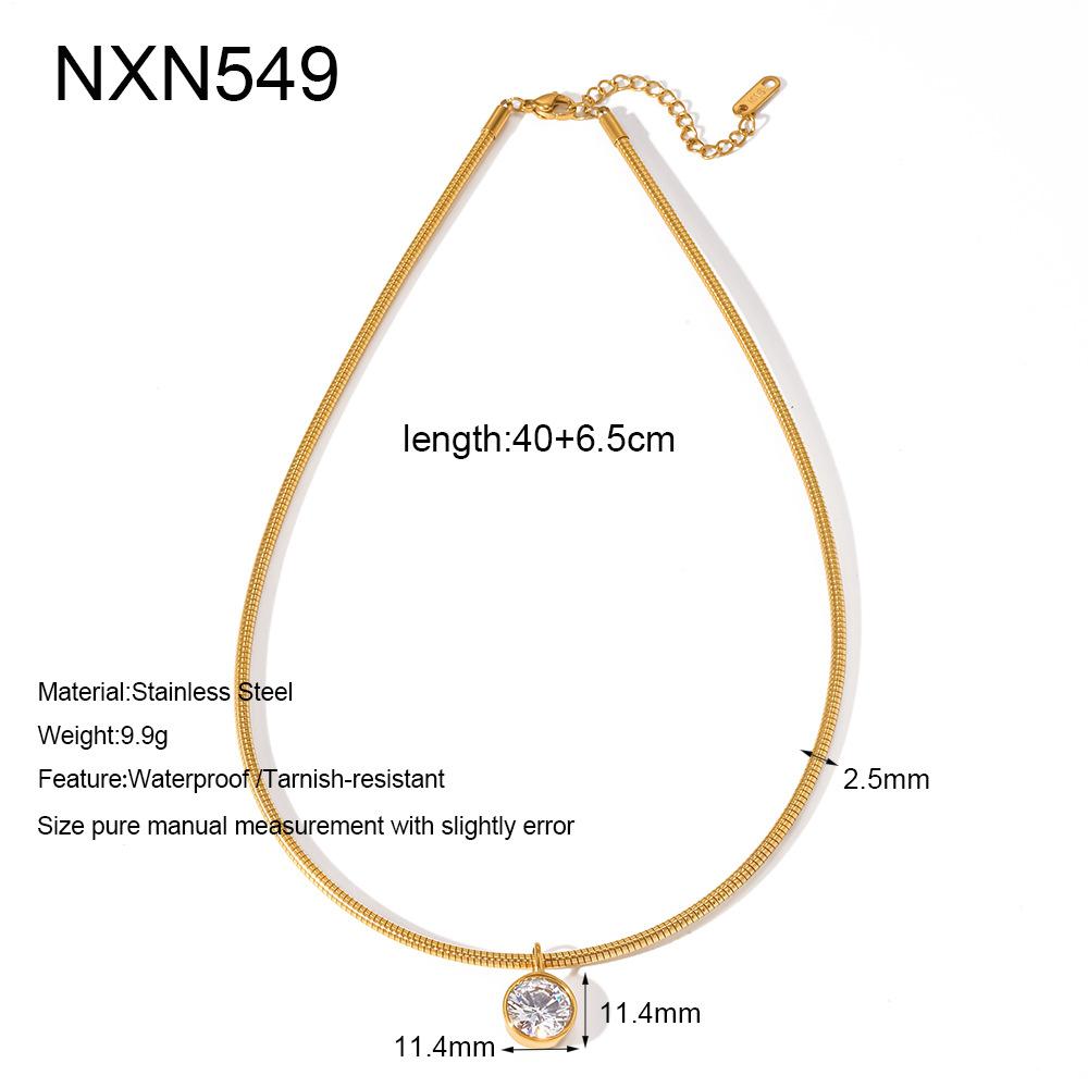 European and American light luxury minimalist geometric hemming zircon pendant necklace fashion trend gold collar stacked neck jewelry