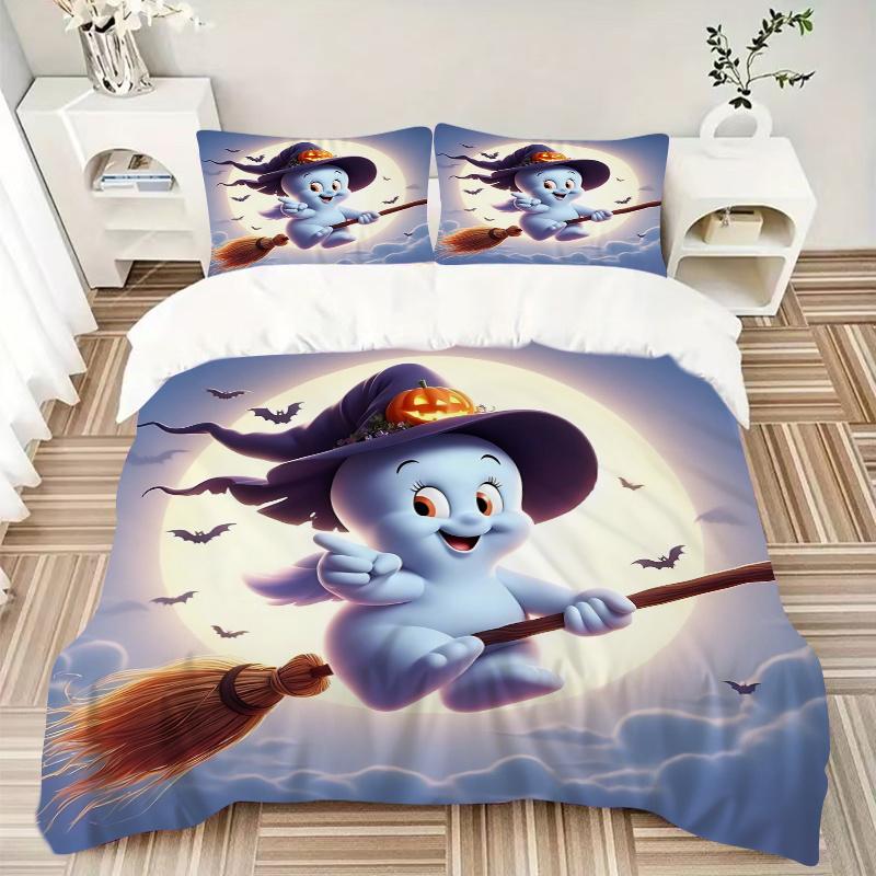 3pcs Flying Wizard Ghost Quilt Set - Soft and Comfortable Bedroom, Guest Room and Dorm Decor Bedding Set 1 Quilt Cover + 2 Pillowcases.L041