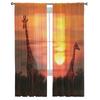 Wild Giraffes In The Savannah At Sunset Sheer Curtains for Living Room Tulle Window Curtain Bedroom Kitchen Veil Drapes