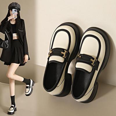 Кожаные туфли в британском стиле, женские, весна-лето, новые туфли на платформе, ретро-туфли, черные туфли